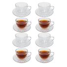 Jogo 8 Xicara de Chá com Pires Vidro Victoria Transparente Café Cappuccino 200ml Haüskraft