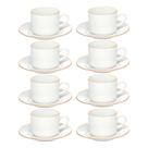 Jogo 8 Xícara de Chá Porcelana Borda Dourada com Pires Café Royal Premium 200ml Haüskraft Jogo 8 Xícara de Chá Porcelana Borda Dourada com Pires Café Royal Premium 200ml Haüskraft