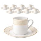 Jogo 8 Xícaras E Pires 90ml Porcelana Borda Dourada Café Jogo 8 Xícaras E Pires 90ml Porcelana Borda Dourada Café