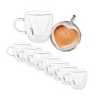 Jogo 8 Xícaras para Café Parede Dupla Coração Cor Transparente Lyor 80ml