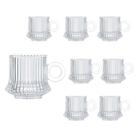 Jogo 8 XícarasDe Café Caneca Vidro Robusta Lines 85ml Em Casa Tem
