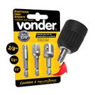 Jogo Adaptador Soquete Vonder para Parafusadeira Kit 3 Peças Cachimbo 1/4 3/8 1/2 Jogo Adaptador Soquete Vonder para Parafusadeira Kit 3 Peças Cachimbo 1/4 3/8 1/2