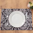 Jogo Americano Argivai Glamour Preto Flor de Lótus 35cm x 50cm 2 Peças
