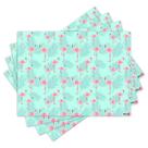 Jogo Americano com 4 peças - Flamingos - Folhas - 1420Jo