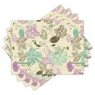 Jogo Americano com 4 peças - Flores e Pássaros - 1783Jo Jogo Americano com 4 peças - Flores e Pássaros - 1783Jo