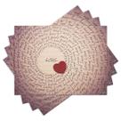 Jogo Americano com 4 peças - Love - Amor - Coração - 1184Jo
