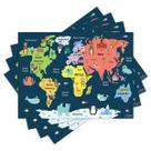 Jogo Americano com 4 peças - Mapa Mundi - Infantil - 2060Jo