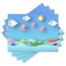 Jogo Americano com 4 peças - Origami - Mar - Infantil - 2153Jo