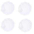 Jogo americano e guardanapo bordado (4) branco 45cm flor