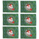 Jogo Americano Natalino 6 Peças Tecido Gobelin Papai Noel na Guirlanda 45x33cm Jogo Americano Natalino 6 Peças Tecido Gobelin Papai Noel na Guirlanda 45x33cm