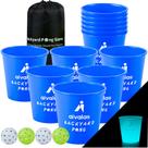 Jogo ao ar livre Aivalas Yard Pong com baldes e bolas azuis Jogo ao ar livre Aivalas Yard Pong com baldes e bolas azuis
