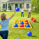 Jogo ao ar livre Toobimen Giant Tic Tac Toe com 10 bolas de PVC Jogo ao ar livre Toobimen Giant Tic Tac Toe com 10 bolas de PVC