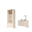 Jogo Aparador e Cristaleira May Off White Bronze
