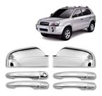 Jogo Aplique de Maçaneta + Par Aplique Retrovisor Tucson 2004 a 2015 Kit Cromado Jogo Aplique de Maçaneta + Par Aplique Retrovisor Tucson 2004 a 2015 Kit Cromado