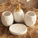 Jogo Banheiro Acessórios Lavabo Textura Hexagonal Kit 4pçs