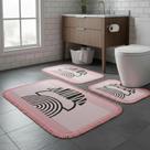 Jogo Banheiro Decorativo 3 Peças Algodão Design Exclusivo Antiderrapante Estampado Durabilidade