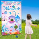 Jogo Bean Bag Toss iPartyCool Mermaid com pano de fundo e bolsas