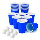 Jogo Beer Pong 6 Bolinhas e 25 Copos Americano Azul 400ml Festa Cerveja