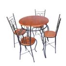 Jogo Bistro Fixo Redondo Rustico - Mesa e 4 Cadeiras