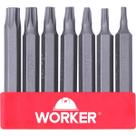 Jogo Bits Torx 7 Peças 1/4'' T10 T40 Aço Vanádio Worker