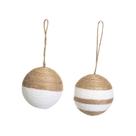 Jogo Bola de Juta Branco e Bege - 8cm - 6 unidades - Cromus - Rizzo