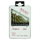 Jogo brocas aco rapido 1/16 a 1/4" 13 pcs - titanio rocast 137,0060 Jogo brocas aco rapido 1/16 a 1/4" 13 pcs - titanio rocast 137,0060