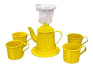 Jogo Bule Com 4 Canecas- Xícaras Cafe Chá -retro Mariquinha