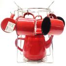 Jogo Bule e Mini Canecas Esmaltado Plus com Suporte Cromado 8 Peças Jogo Bule e Mini Canecas Esmaltado Plus com Suporte Cromado 8 Peças