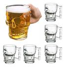 Jogo C/ 6 Canecas Para Chopp Cerveja De Vidro Caveira 500ml