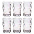 Jogo C/ 6 Copos de Vidro Diamond Rainbow 350ml Luxo Bebidas Água Suco