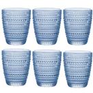Jogo C/ 6 Copos de Vidro Pérola Azul 300ml Luxo Bebidas Água Suco