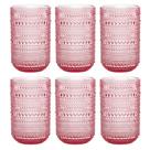 Jogo C/ 6 Copos de Vidro Pérola Rosa 460ml Luxo Bebidas Água Suco