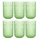Jogo C/ 6 Copos de Vidro Pérola Verde 460ml Luxo Bebidas Água Suco