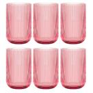 Jogo C/ 6 Copos de Vidro Versalhes Rosa 460ml Luxo Bebidas Água Suco