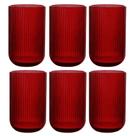 Jogo C/ 6 Copos de Vidro Versalhes Rubi 460ml Luxo Bebidas Água Suco