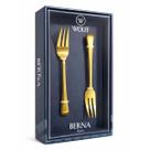 Jogo C/ 6 Garfos De Bolo Aço Inox Berna Conjunto Dourado Wolff
