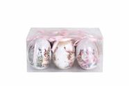 Jogo C/6 Ovos Decorativos Coelhos/Rosa - 7cm - Tokdacasa