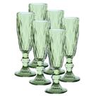 Jogo C/ 6 Taças de Champanhe Diamond Verde Esmeralda 170ml Luxo Espumante Champagne