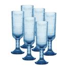 Jogo C/ 6 Taças de Champanhe Vidro Pérola Azul 160ml Mesa Posta Champangne Espumante