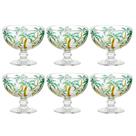 Jogo C/ 6 Taças de Sobremesa Palm Tree Alto Relevo 310ml Mesa Posta Sorvete Doces
