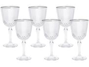 Jogo C/6 Taças de Vidro 300ml Classic Transparente C/ Borda Prata P/ Bebidas e Drinks