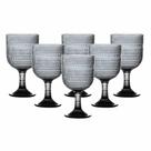 Jogo C/ 6 Taças de Vidro Pérola Titânio 390ml Mesa Posta Bebidas Água Suco