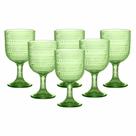 Jogo C/ 6 Taças de Vidro Pérola Verde 390ml Mesa Posta Bebidas Água Suco