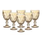 Jogo C/ 6 Taças Diamond Âmbar 260ml Mesa Posta Bebidas Água Suco