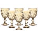 Jogo C/ 6 Taças Diamond Âmbar 340ml Mesa Posta Bebidas Água Suco Jogo C/ 6 Taças Diamond Âmbar 340ml Mesa Posta Bebidas Água Suco