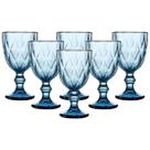 Jogo C/ 6 Taças Diamond Azul Safira 340ml Mesa Posta Bebidas Água Suco Jogo C/ 6 Taças Diamond Azul Safira 340ml Mesa Posta Bebidas Água Suco