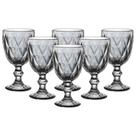 Jogo C/ 6 Taças Diamond Titânio 340ml Mesa Posta Bebidas Água Suco
