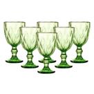 Jogo C/ 6 Taças Diamond Verde Esmeralda 260ml Mesa Posta Bebidas Água Suco
