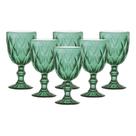 Jogo C/ 6 Taças Diamond Verde Jade 260ml Mesa Posta Bebidas Água Suco