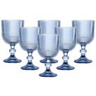 Jogo C/ 6 Taças Versalhes Azul 390ml Mesa Posta Bebidas Água Suco